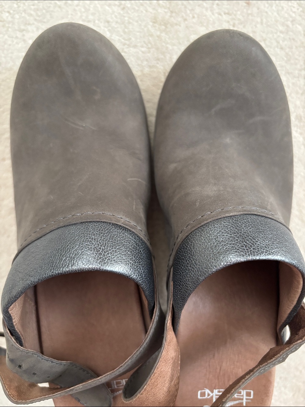 Dansko mushroom grey hobnail Leather Adjustable Back Strap Clogs - Picture 11 of 11